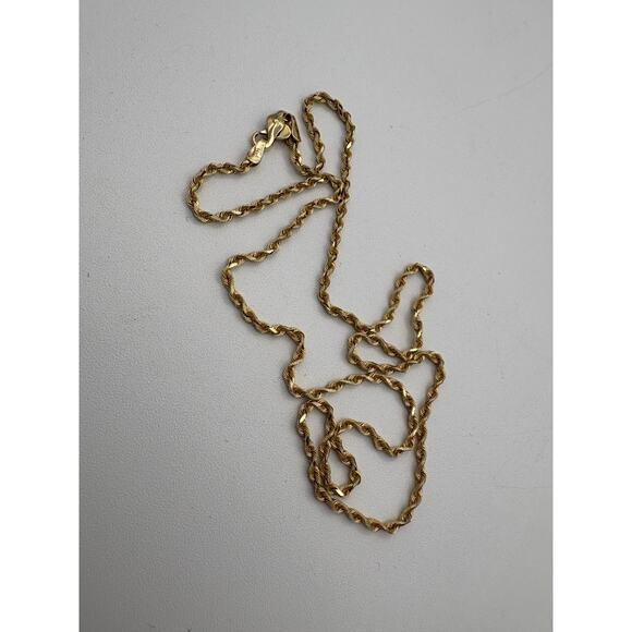 14K Gold Rope Chain Lobster Clasp Necklace - Picture 2 of 7